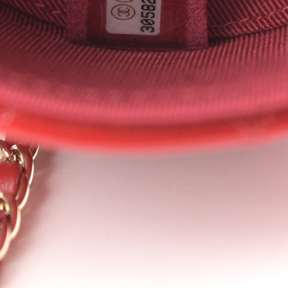Chanel Patent Quilted Small Round Vanity With Chain Red 7 of 10