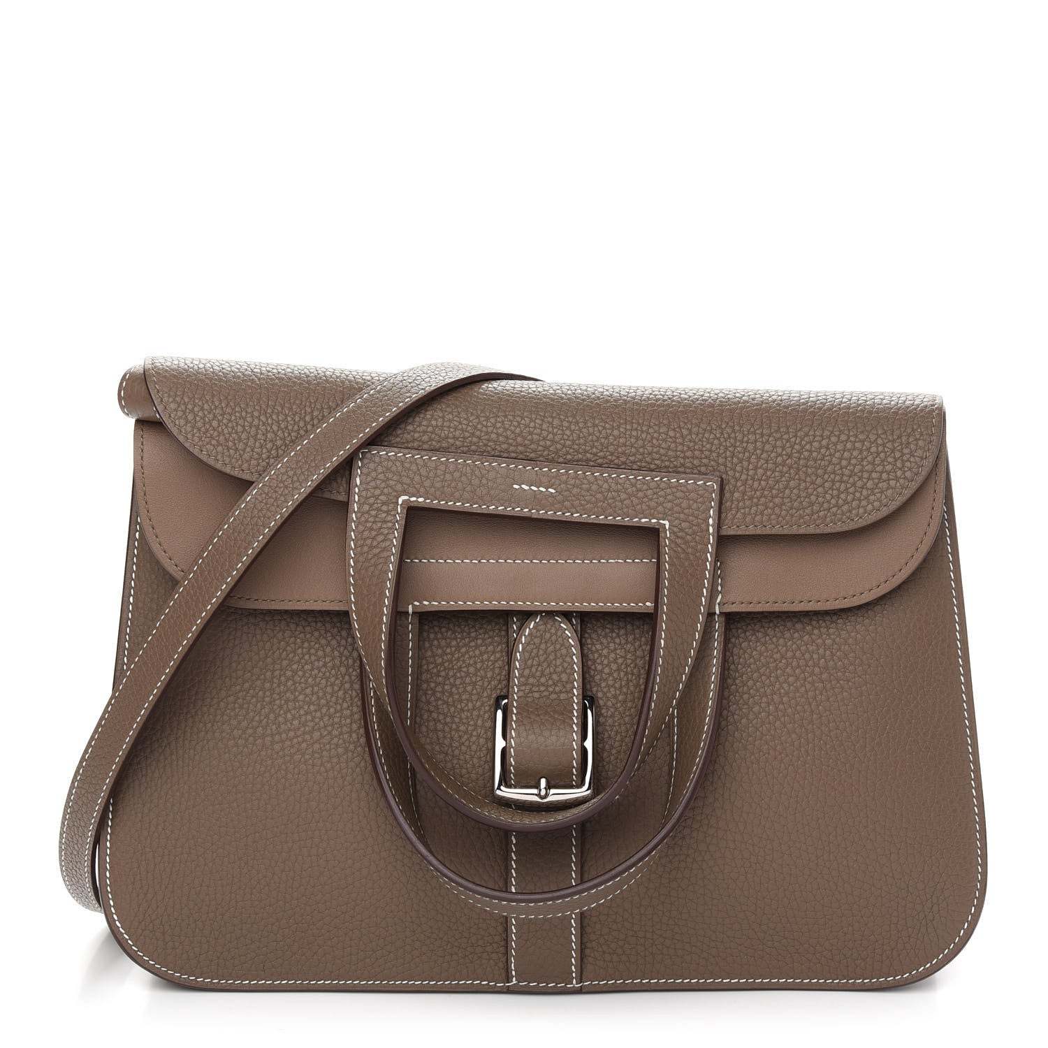 Hermes Taurillon Clemence Halzan 31 GM Etoupe 3 of 11