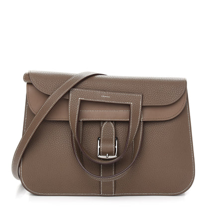 Hermes Taurillon Clemence Halzan 31 GM Etoupe 3 of 11