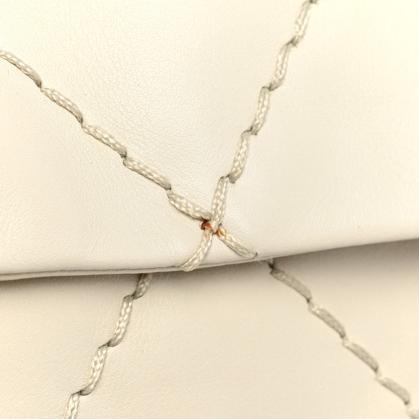 Calfskin Stitched Large Expandable Flap Bag White