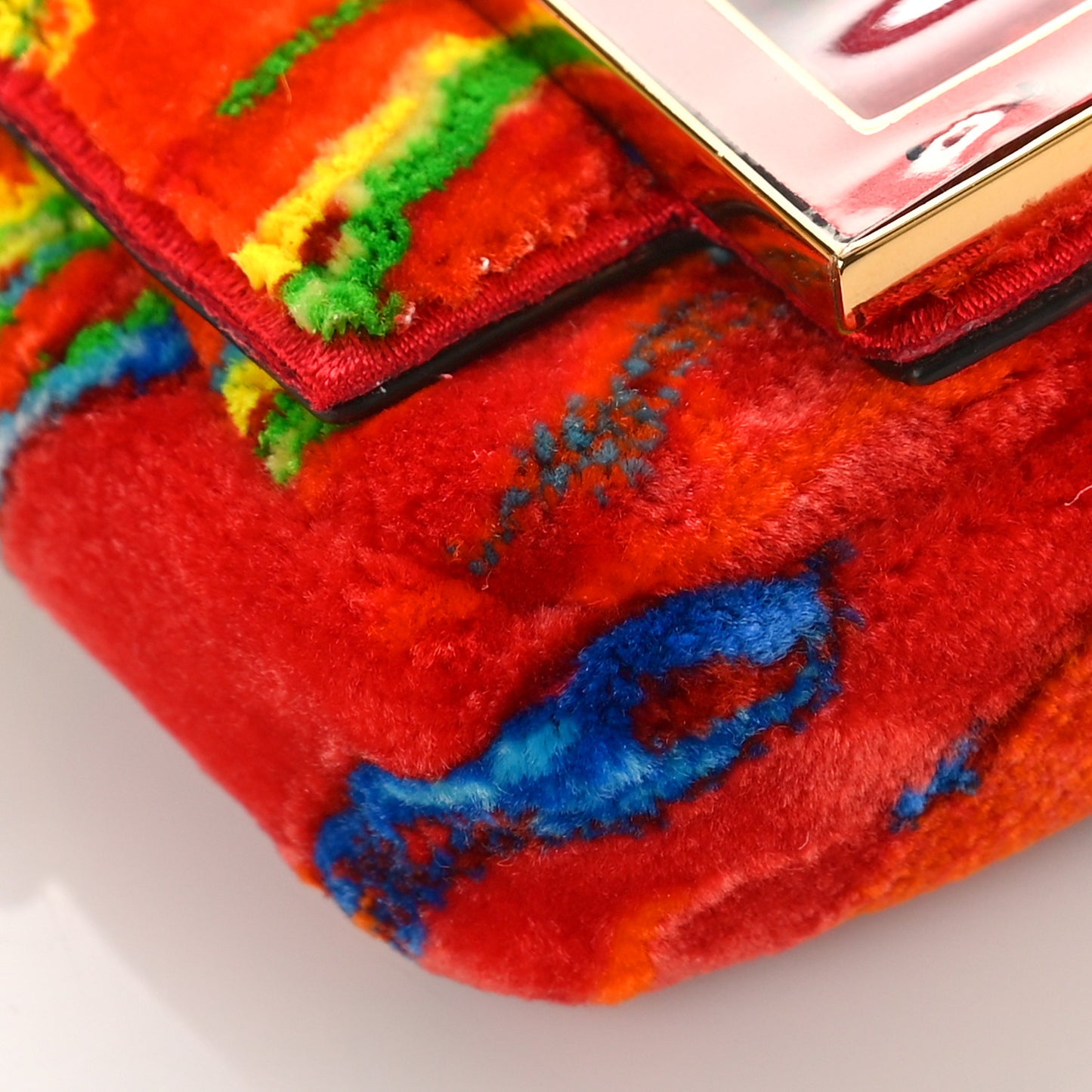 Velvet Marble Nano Maxi Buckle Baguette Charm Rosso Multicolor