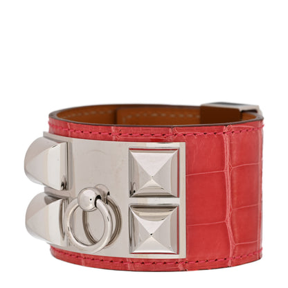 Hermes Shiny Alligator Collier De Chien CDC Bracelet S Rouge Casaque 1 of 7