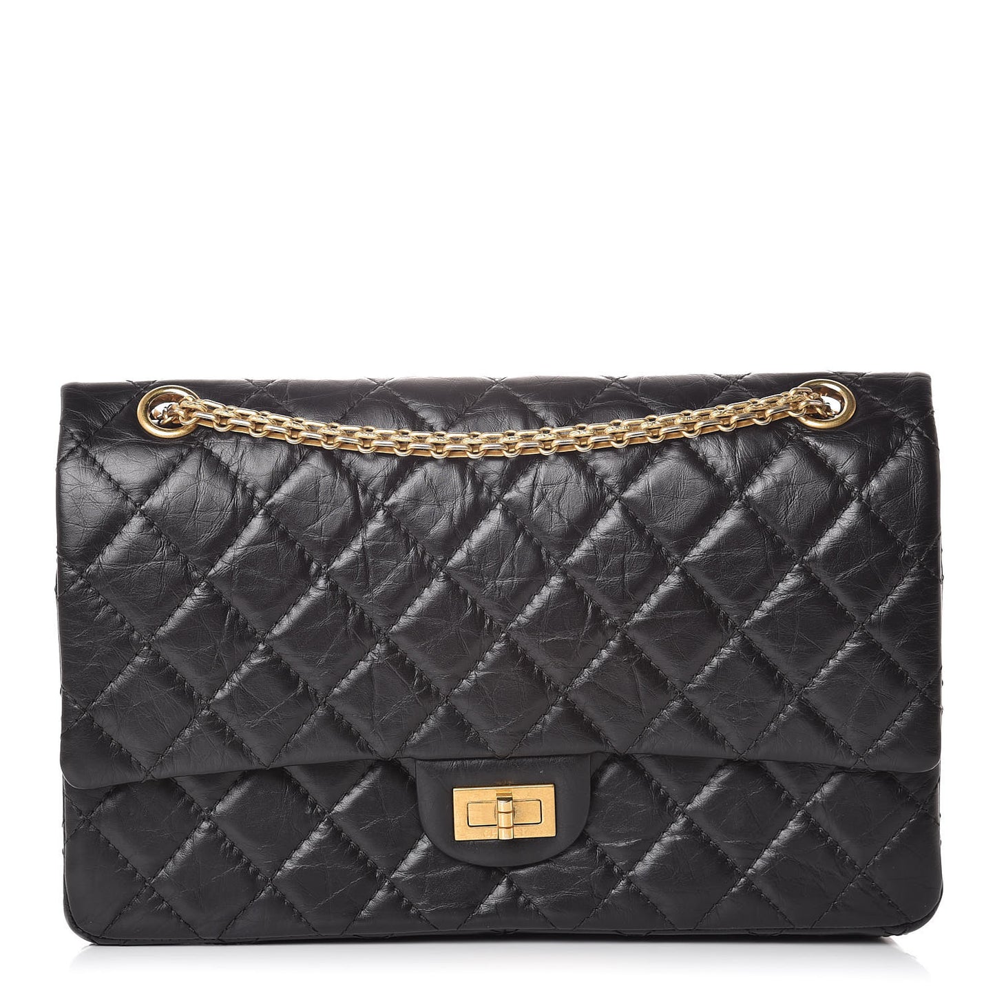 Aged Calfskin Quilted 2.55 Reissue 226 Flap Black