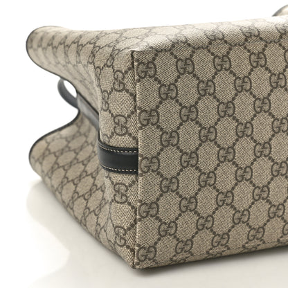 Gucci GG Supreme Monogram Emblem Medium Tote Bag Beige Black 8 of 11