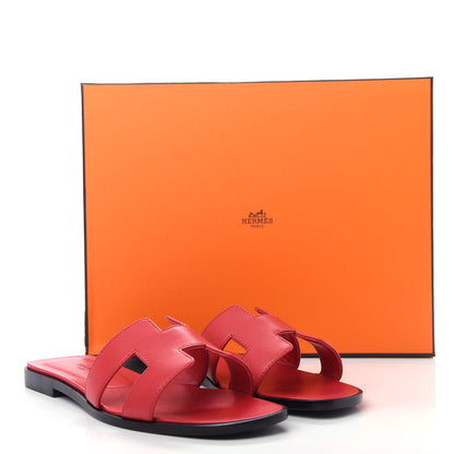 Hermes Calfskin Oran Sandals 37 Rose Cotinga 11 of 11
