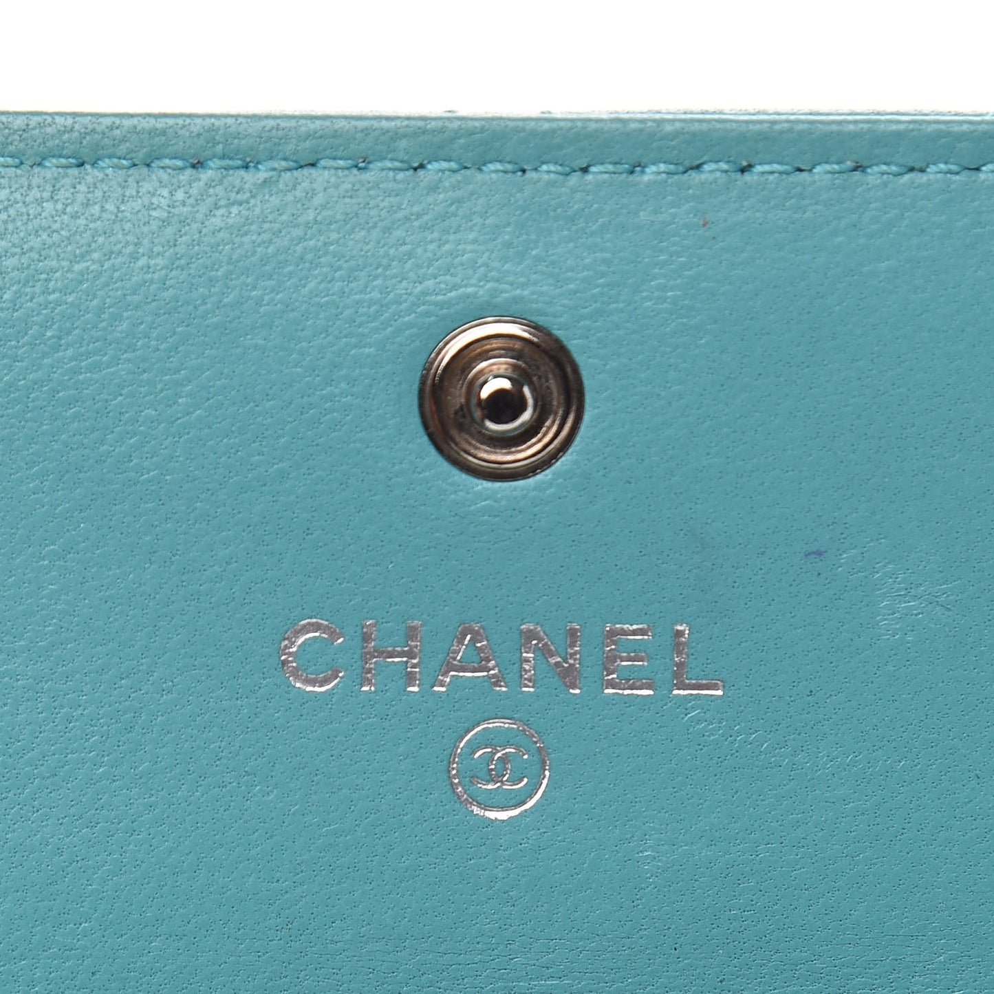 Lambskin Quilted Card Holder Turquoise