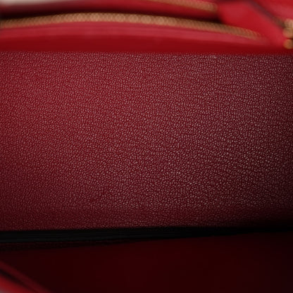 Hermes Togo Horseshoe Birkin 25 Craie Rouge Grenat 5 of 11