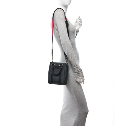 Gucci GG Supreme Monogram Appia Calfskin Web Mini Tote Bag Black 2 of 9