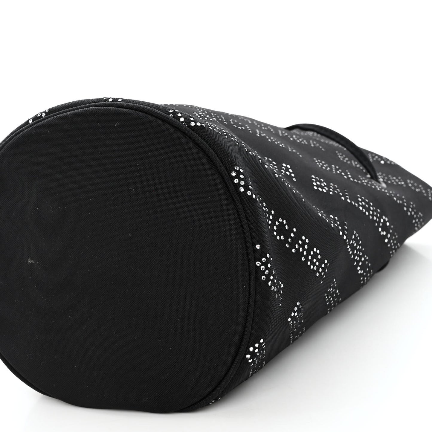 Recycled Sport Nylon Crystal Allover Logo Wheel Drawstring Bucket Bag Black Crystal