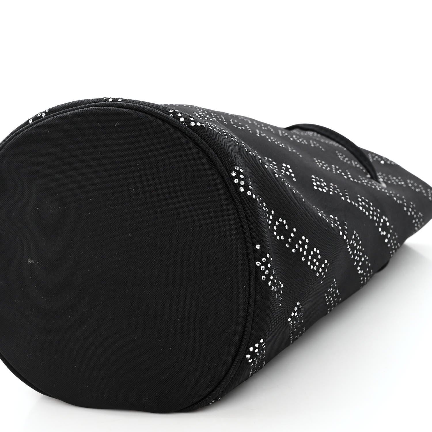 Balenciaga Recycled Sport Nylon Crystal Allover Logo Wheel Drawstring Bucket Bag Black Crystal 9 of 9