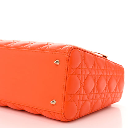 Christian Dior Lambskin Cannage Medium Lady Dior Orange 10 of 11