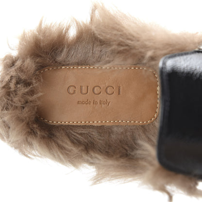 Gucci Patent Fur Womens Princetown Slippers 37 Black Natural 7 of 8