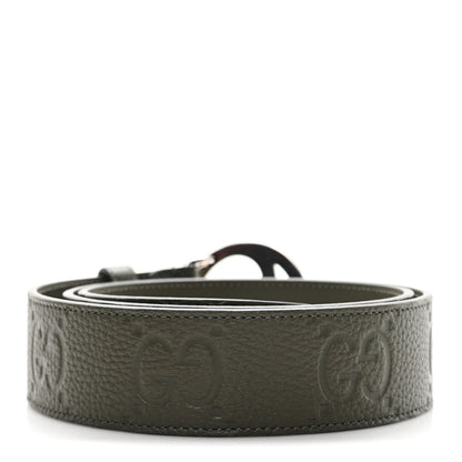 Gucci Piuma Calfskin Jumbo GG Embossed Monogram Blondie 40mm Belt 95 38 Dark Vintage Olive 2 of 4