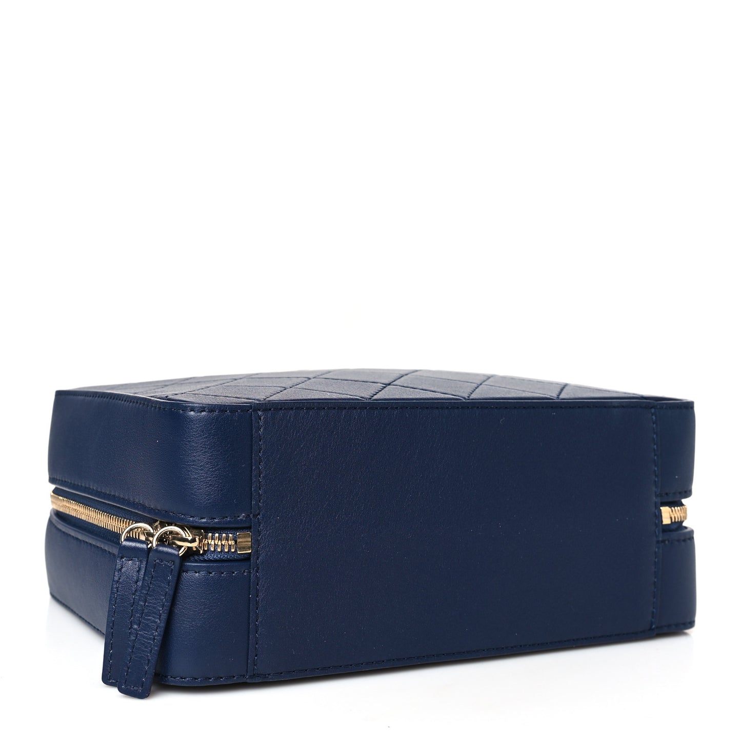 Calfskin Quilted Travel Kit Vanity Case Blue