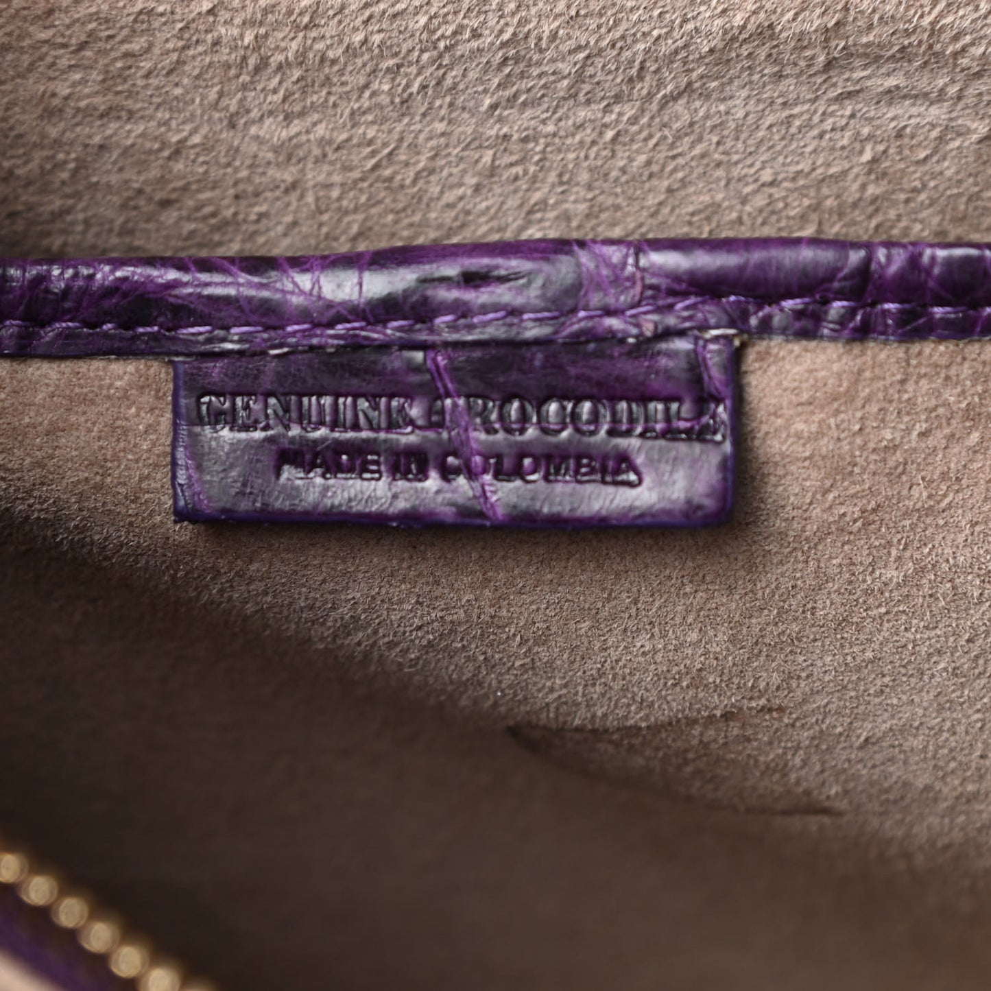 Crocodile Medium Wallis Top Handle Satchel Purple