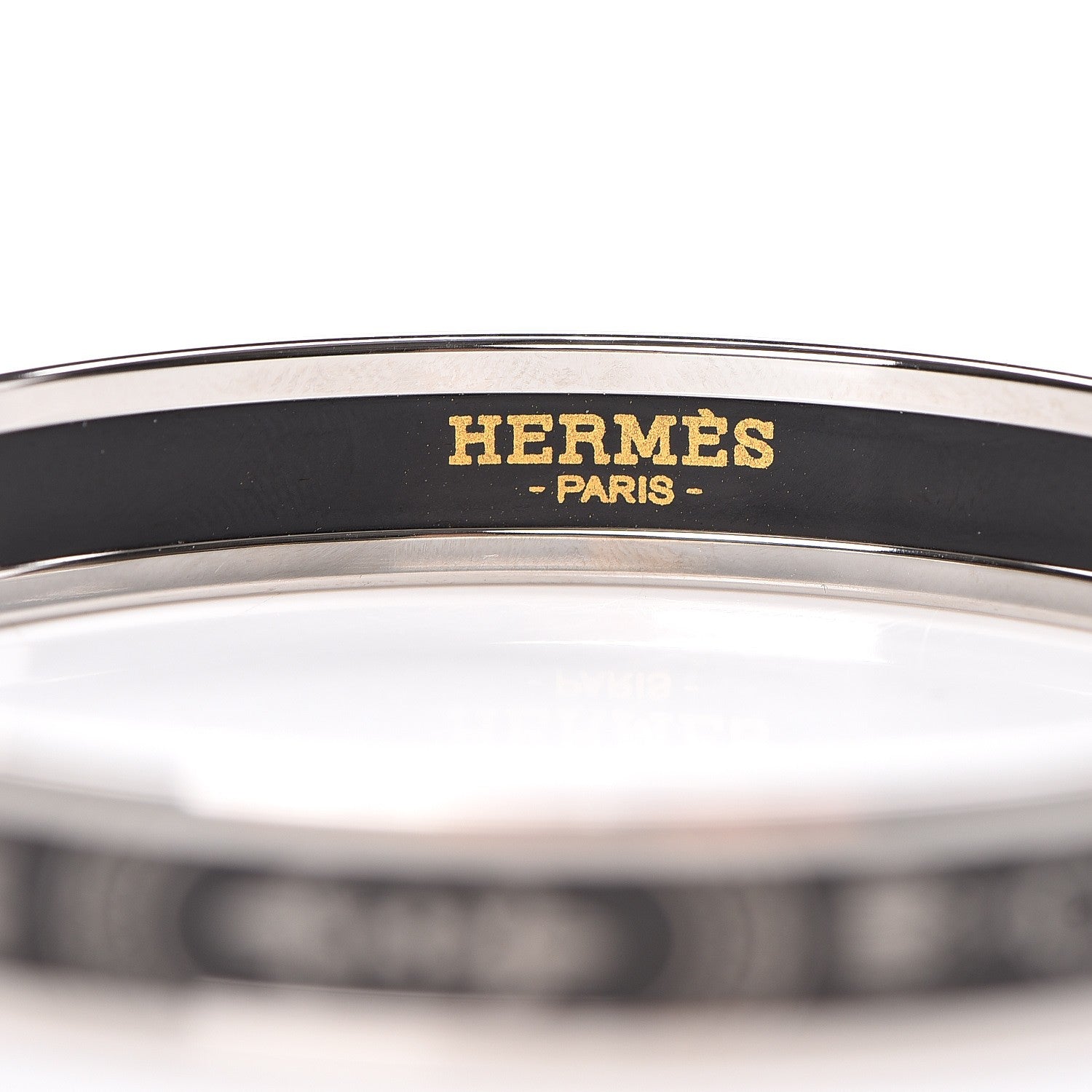 Hermes Enamel Printed Narrow Grand Apparat 2 Bracelet 62 Black 3 of 5