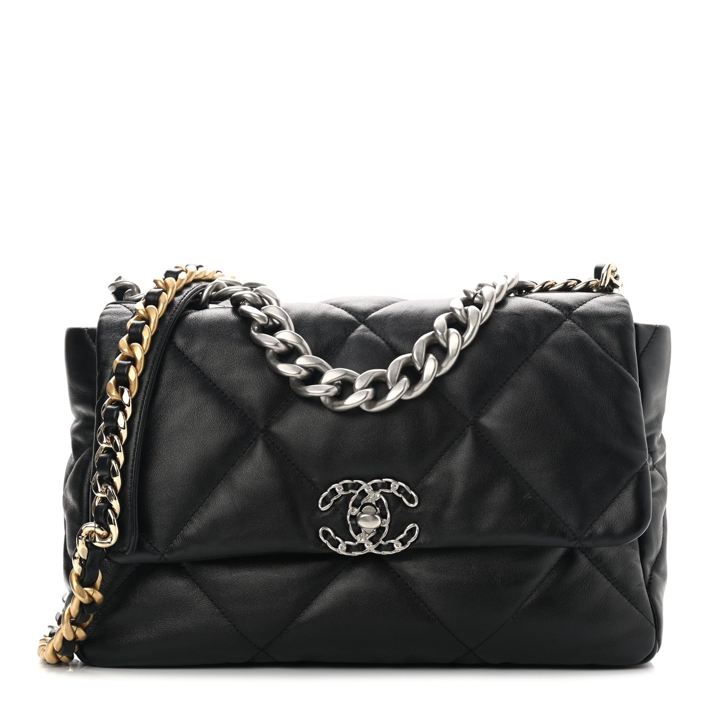Lambskin Quilted Large Chanel 19 Flap Black