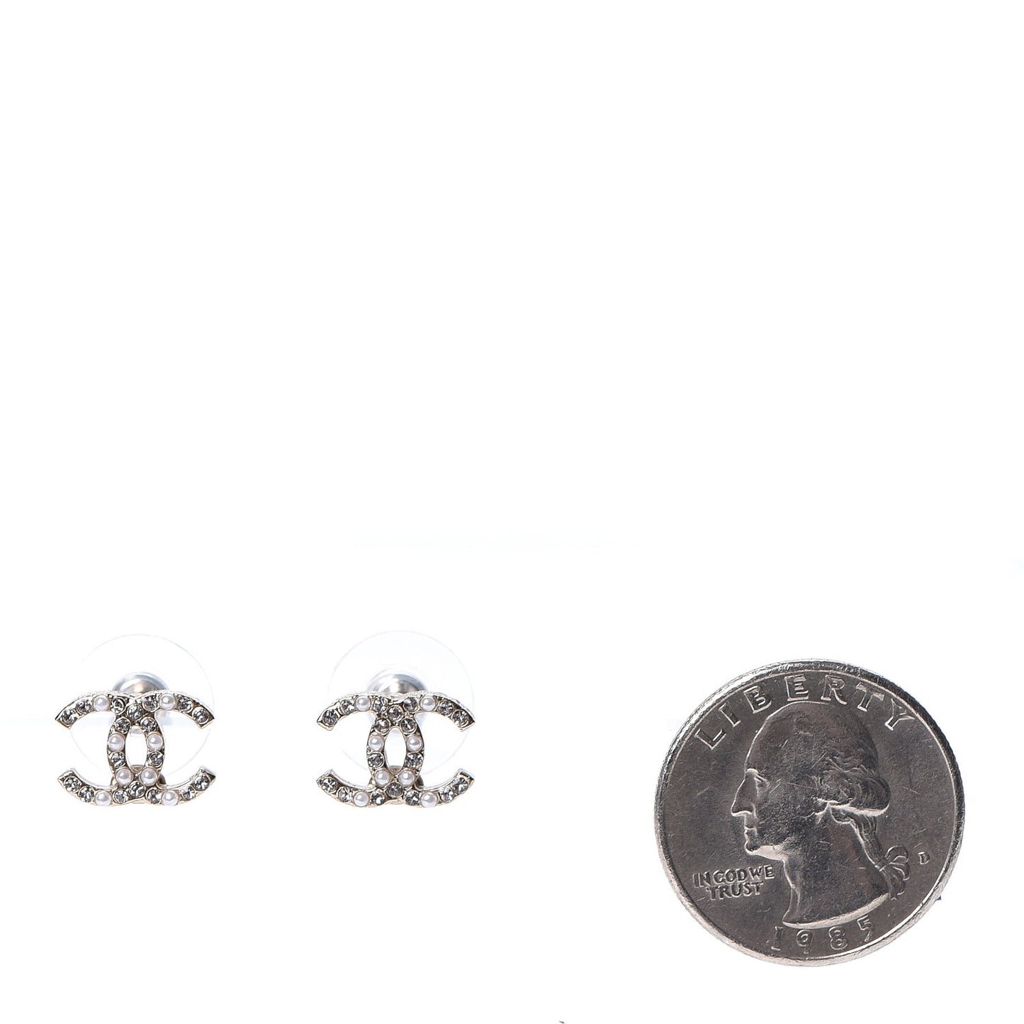 Crystal Pearl CC Earrings Gold