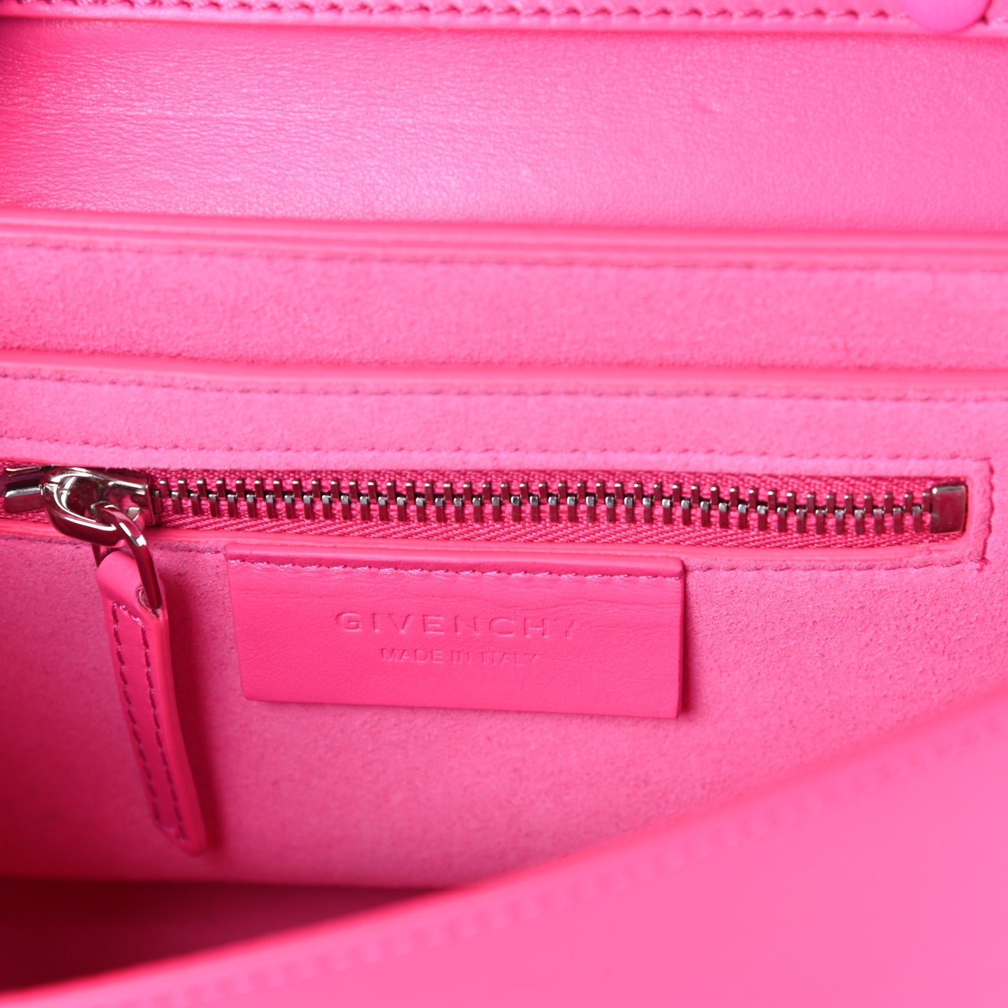 Calfskin Bow Cut Chain Wallet Fuchsia
