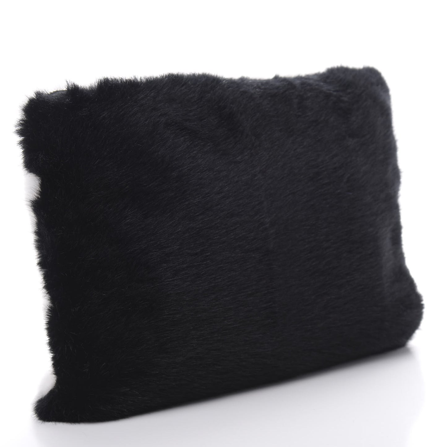Faux Fur Two Tone Large GV3 Pouch Wristlet Black White