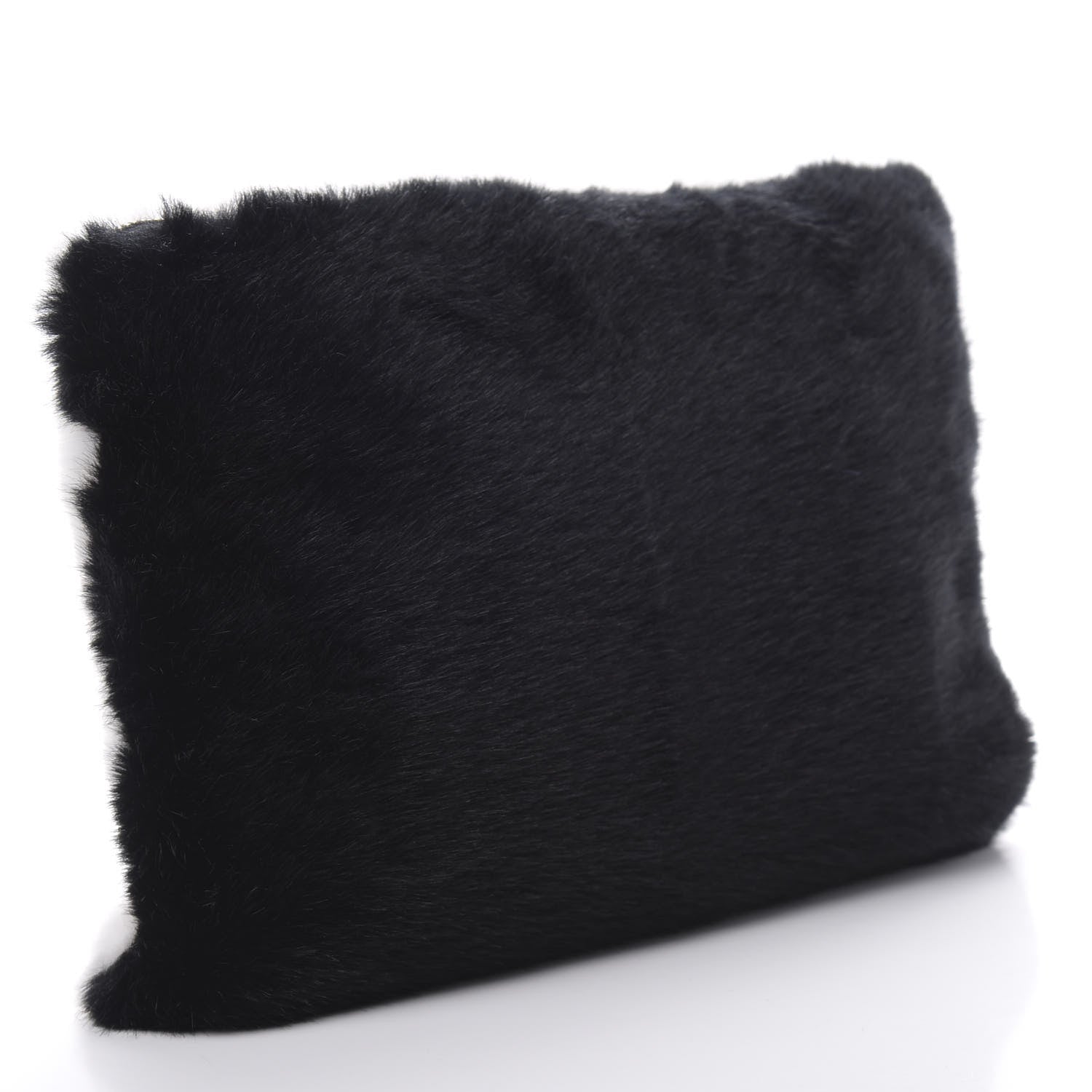 Givenchy Faux Fur Two Tone Large GV3 Pouch Wristlet Black White 3 of 9