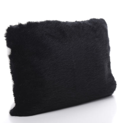 Givenchy Faux Fur Two Tone Large GV3 Pouch Wristlet Black White 3 of 9