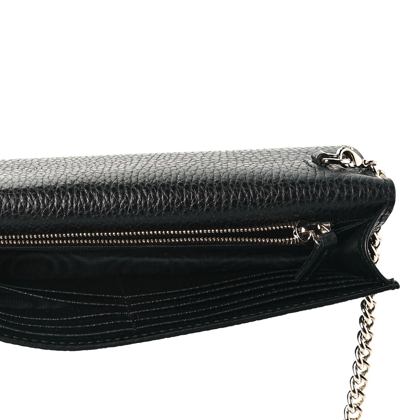Dollar Calfskin Medium Betty Chain Wallet Black