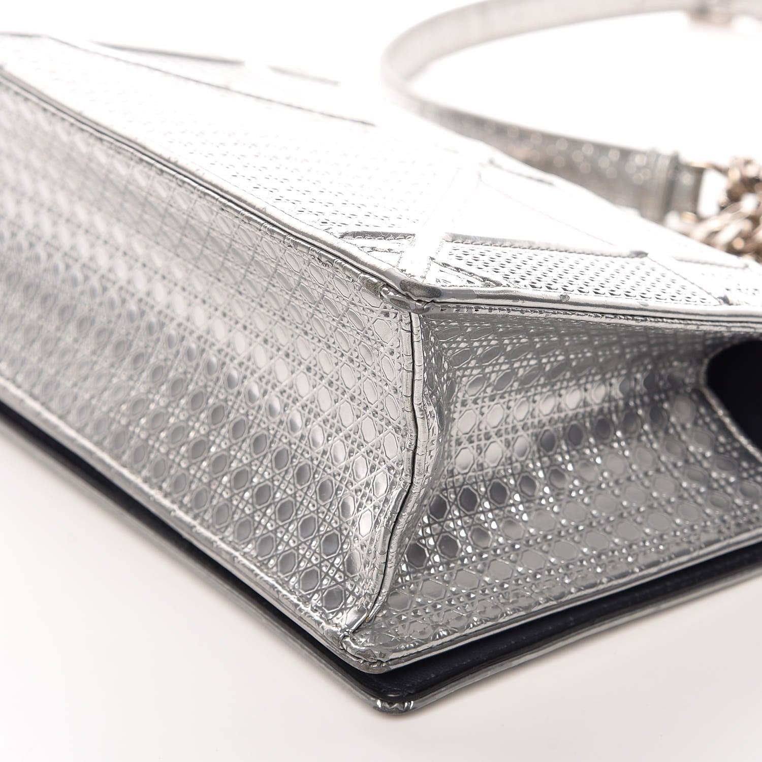 Christian Dior Metallic Patent Micro-Cannage Small Diorama Flap Bag Silver 8 of 25