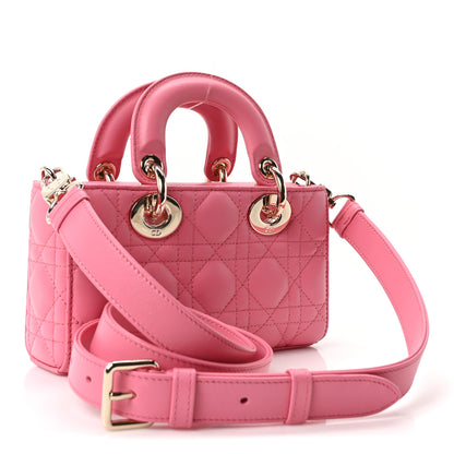 Christian Dior Lambskin Cannage Mini Lady D-Joy Fraise 2 of 9
