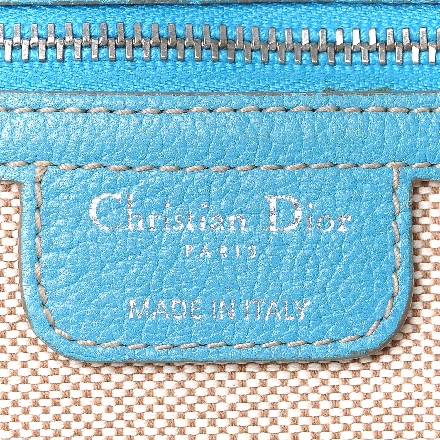 Christian Dior Coated Canvas Cannage Print Cherie Tote Blue 6 of 13