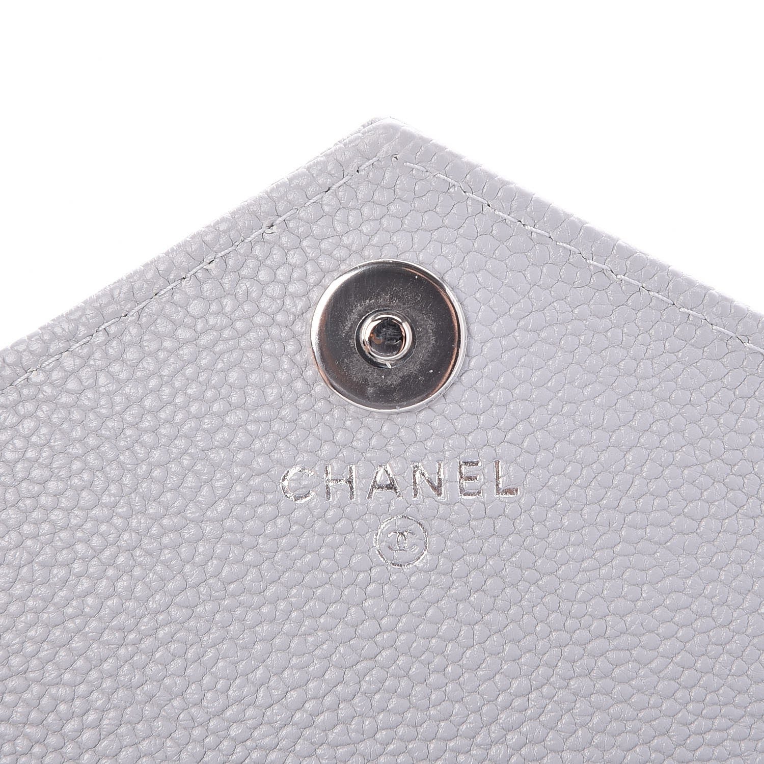 Chanel Caviar Chevron Quilted Large Gusset Flap Wallet Grey 6 of 9