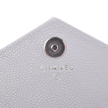Chanel Caviar Chevron Quilted Large Gusset Flap Wallet Grey 6 of 9