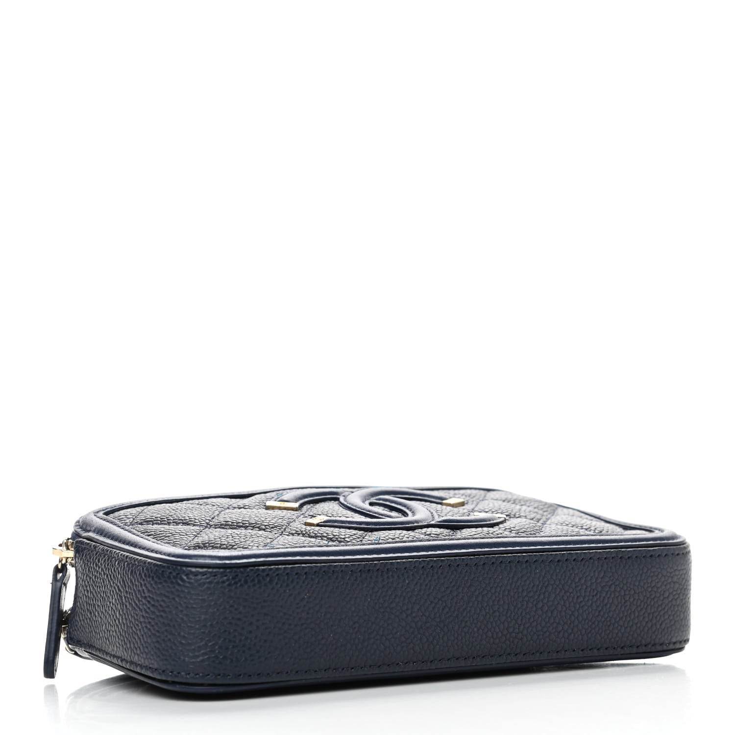 Chanel Caviar Quilted CC Filigree Clutch With Chain Navy 3 of 4