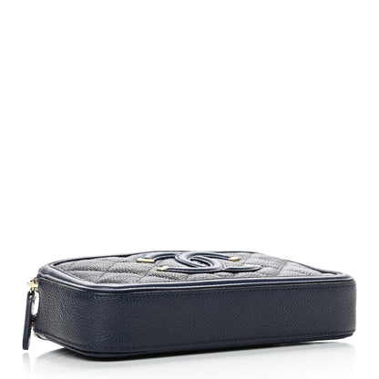 Chanel Caviar Quilted CC Filigree Clutch With Chain Navy 3 of 4