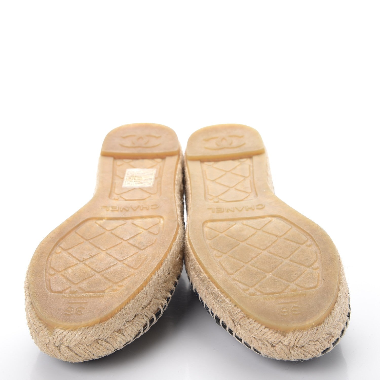 Chanel Lambskin CC Espadrilles 36 Navy Black 5 of 10
