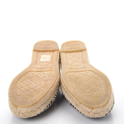 Chanel Lambskin CC Espadrilles 36 Navy Black 5 of 10