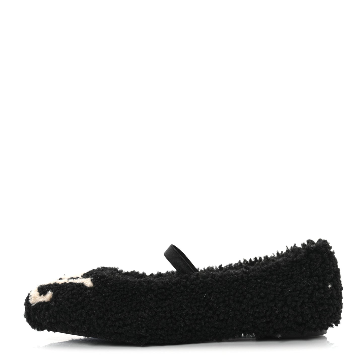 Shearling Popi Ballerina Flats 40 Black