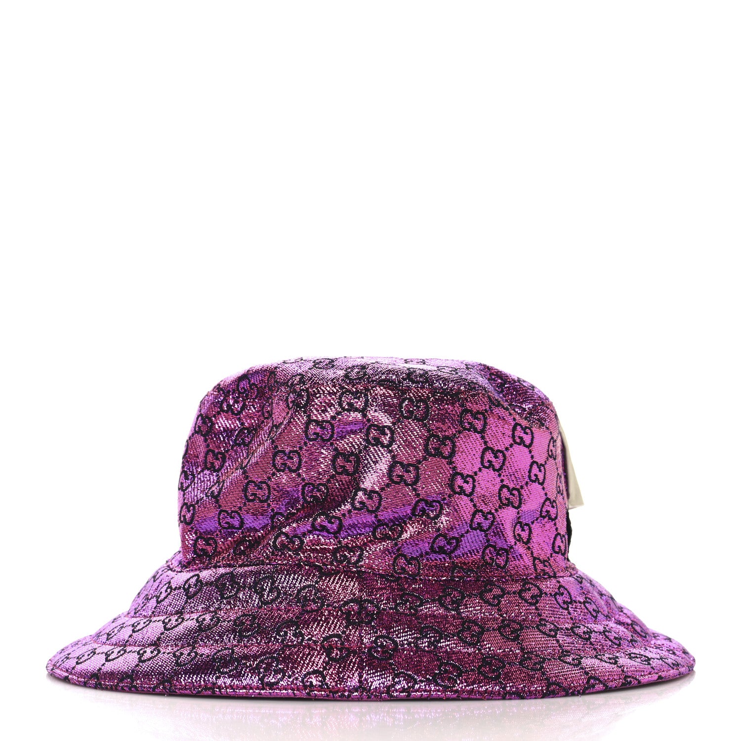 Gucci Canvas Lame GG Monogram Reversible Bucket Hat S Fuxia Pink