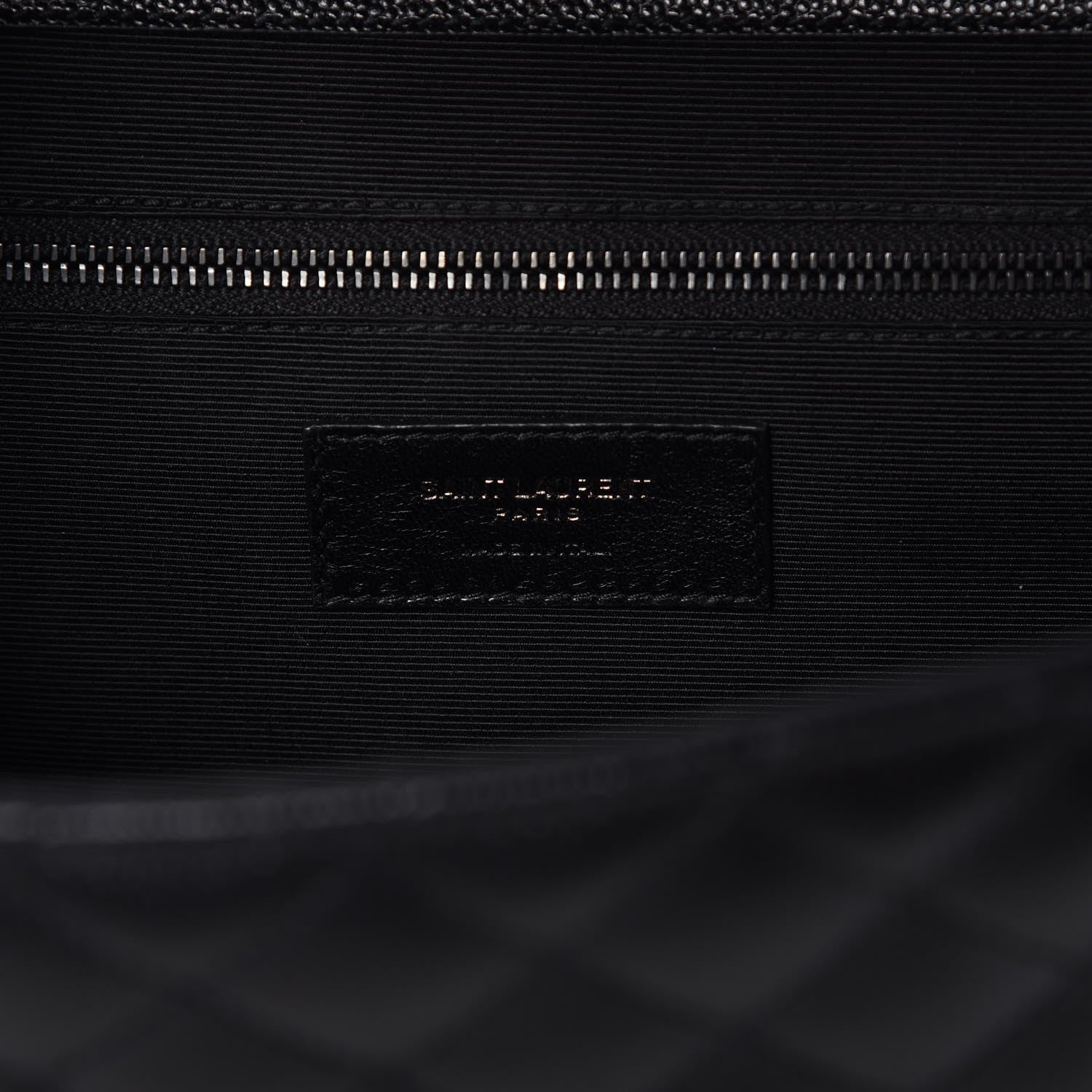 Saint Laurent Grain De Poudre Textured Mixed Matelasse Large Triquilt Monogram Monochrome Satchel Black 6 of 7