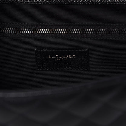 Saint Laurent Grain De Poudre Textured Mixed Matelasse Large Triquilt Monogram Monochrome Satchel Black 6 of 7