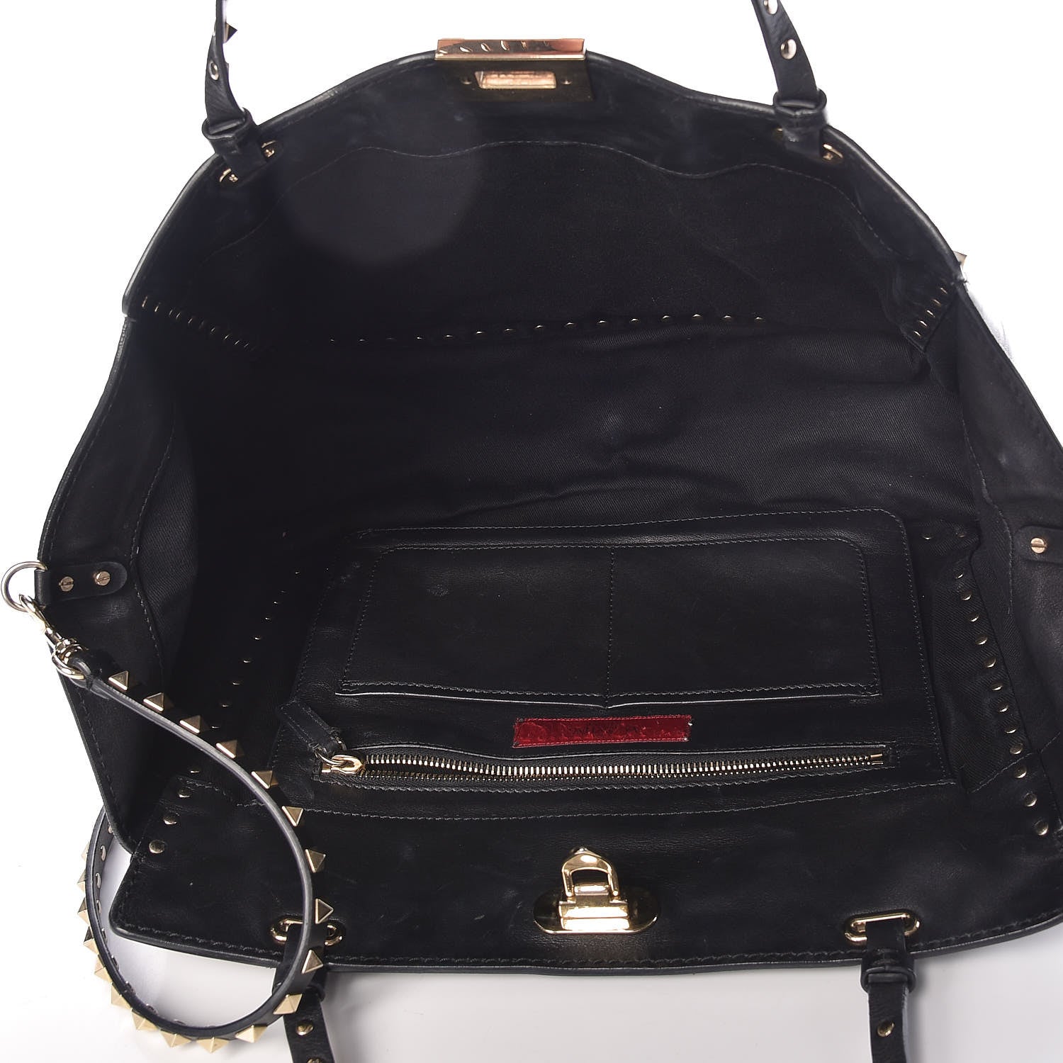 Valentino Garavani Vitello Medium Rockstud Tote Black 7 of 13
