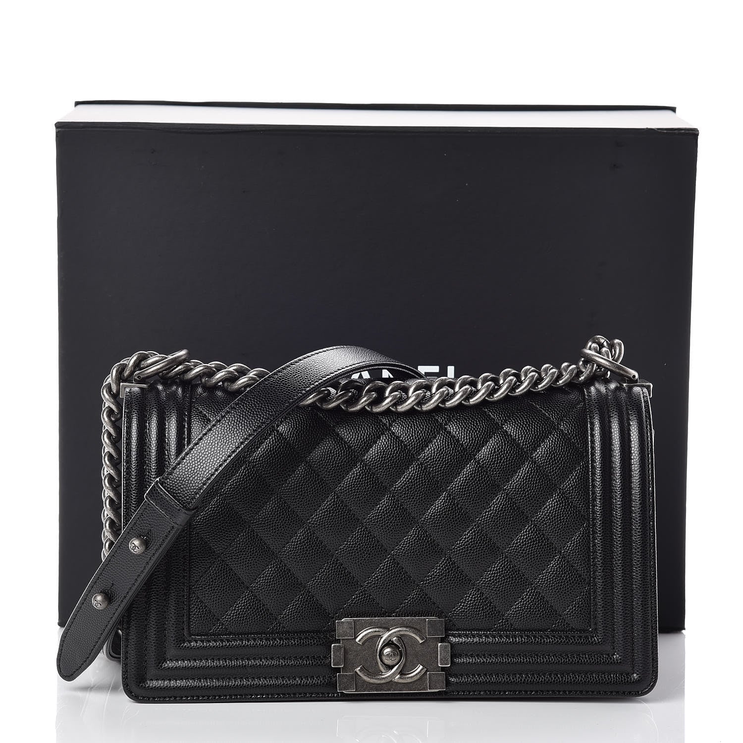 Chanel Caviar Quilted Medium Boy Flap Black 10 of 10