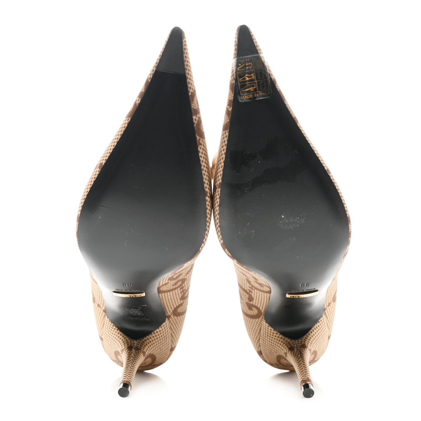 X GUCCI Jersey Maxi GG Monogram Crepe Knife Booties 39 Camel Ebony