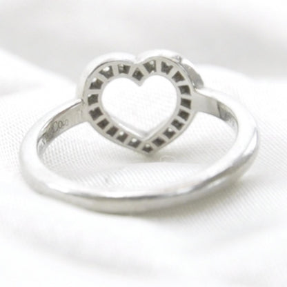 Tiffany Platinum Diamond Heart Ring 3.25 5 of 6