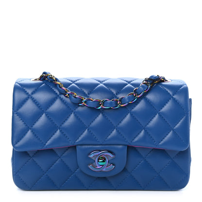 Chanel Lambskin Quilted Mini Rectangular Flap Blue Purple 1 of 9