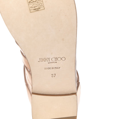 Jimmy Choo Metallic Mirror Calfskin Gigi Lace Up Sandal 37 Tea Rose 7 of 8