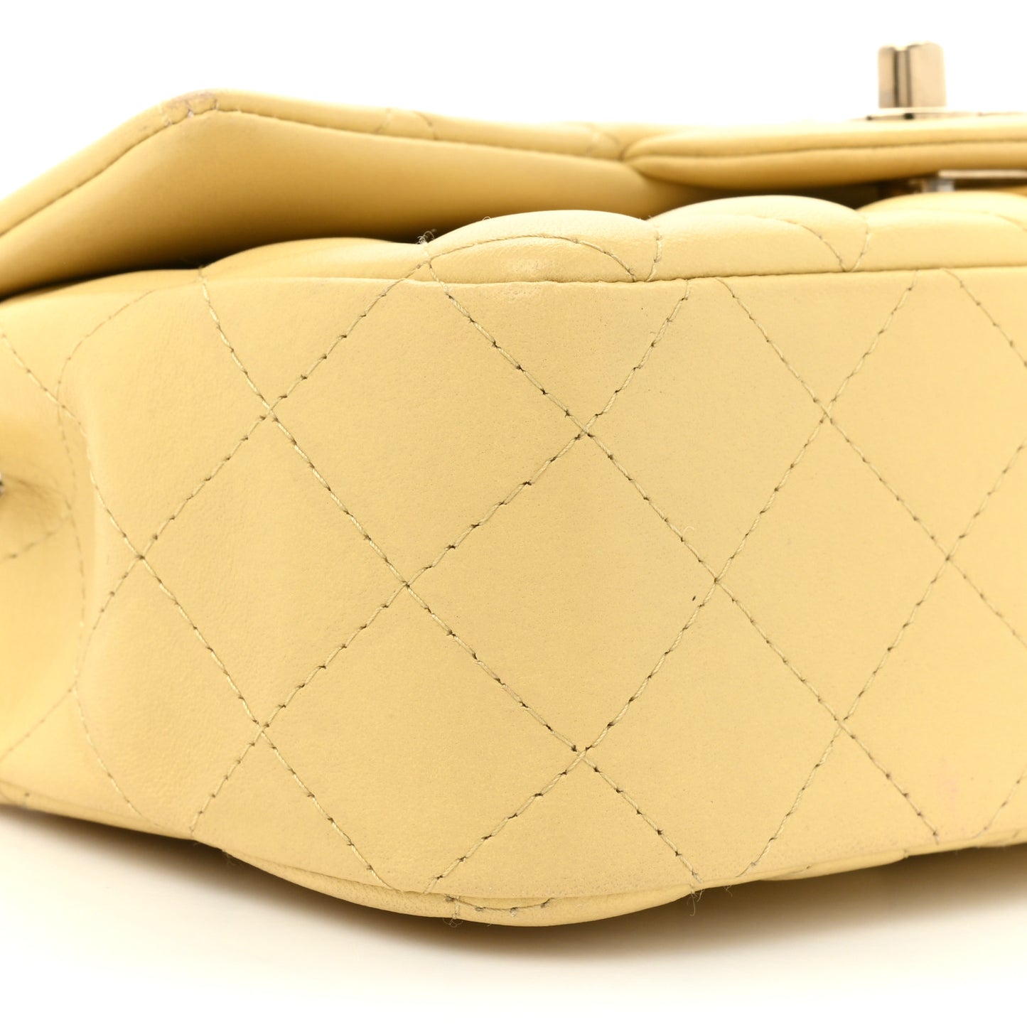 Lambskin Quilted Mini Rectangular Flap Yellow