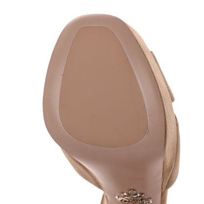 Prada Suede Crisscross Platform 30/105mm Sandals 36.5 Taupe 8 of 12