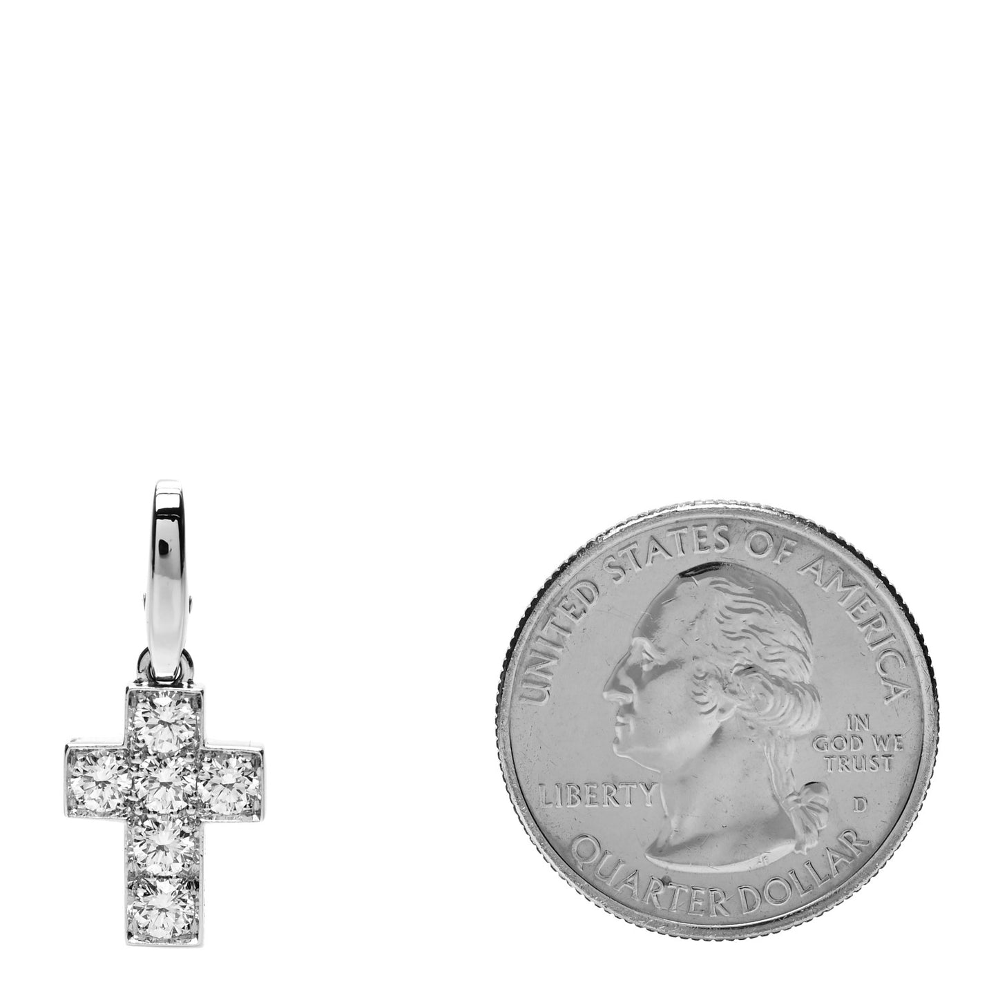 18K White Gold Diamond .84ctw Cross Charm Pendant