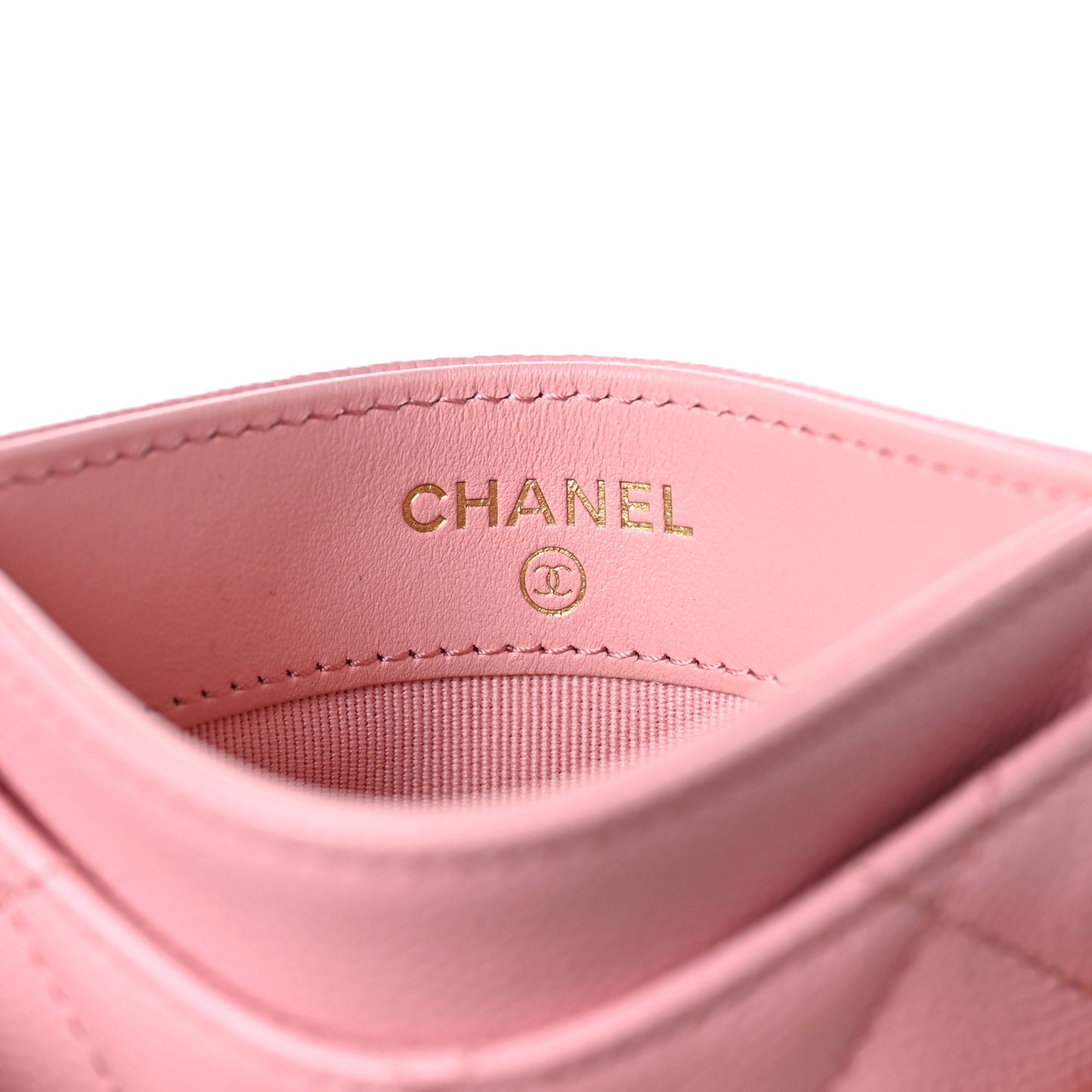 Caviar Quilted Card Holder Pink